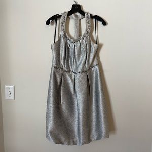 Laundry By Shelli Segal Metallic Silver Cocktail Dress
